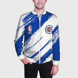 Бомбер мужской Клипперс - синяя краска, цвет: 3D-белый — фото 2