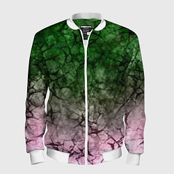 Мужской бомбер Абстракция - green pink gradient in black web