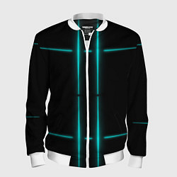 Бомбер мужской Neon black light blue line, цвет: 3D-белый