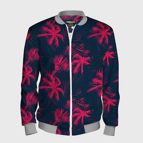 Мужской бомбер Palm pink black / 3D-Меланж – фото 1