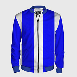 Бомбер мужской Color white blue line, цвет: 3D-синий
