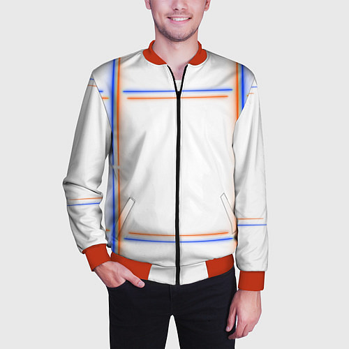 Мужской бомбер Neon white orange blue / 3D-Красный – фото 3