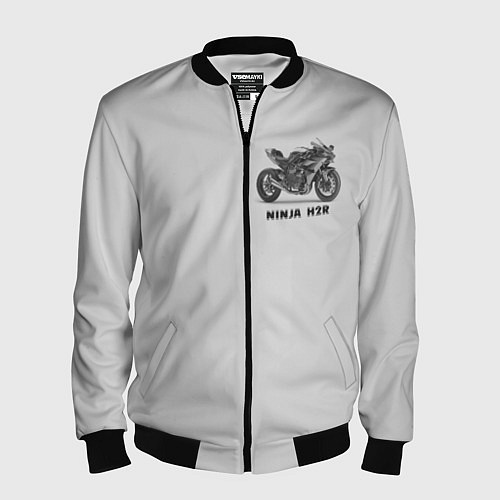 Мужской бомбер Ninja light grey background of sport bike / 3D-Черный – фото 1