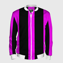 Бомбер мужской Color black pink lines, цвет: 3D-белый