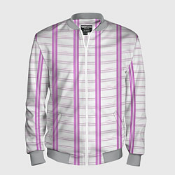 Мужской бомбер Color white cage pink line