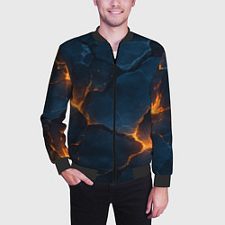 Бомбер мужской Разлом плит с огнем, цвет: 3D-черный — фото 2