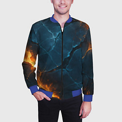 Бомбер мужской Разлом плит с огнем, цвет: 3D-синий — фото 2