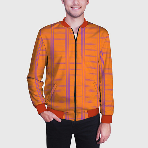 Мужской бомбер Color orange cage / 3D-Красный – фото 3