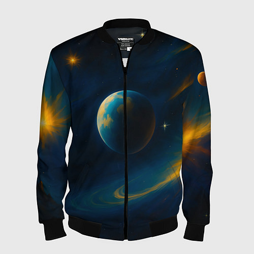 Мужской бомбер Пространство Вселенной / 3D-Черный – фото 1