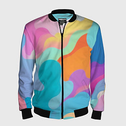 Бомбер мужской Разноцветные красивые облака, цвет: 3D-черный