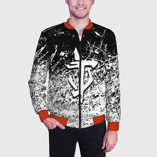 Мужской бомбер Doom краски всплеск кисти / 3D-Красный – фото 3