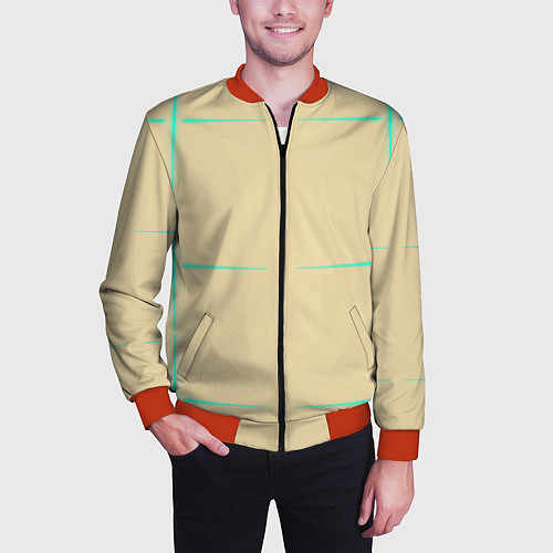 Мужской бомбер Color beige green stripes / 3D-Красный – фото 3