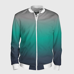 Бомбер мужской Градиент серо-зеленый, цвет: 3D-белый