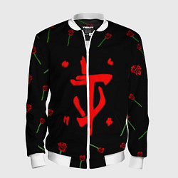 Бомбер мужской Doom rose pattern, цвет: 3D-белый