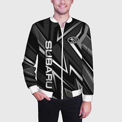Бомбер мужской Subaru - черный и белый, цвет: 3D-белый — фото 2