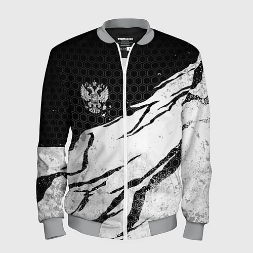 Мужской бомбер Россия - черно-белый герб / 3D-Меланж – фото 1