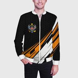 Бомбер мужской Российская империя - оранжевый спорт, цвет: 3D-белый — фото 2