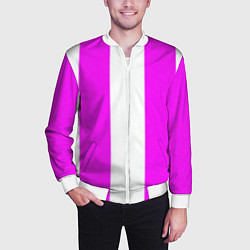 Бомбер мужской Color white and pink, цвет: 3D-белый — фото 2