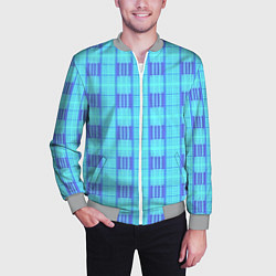 Бомбер мужской Color neon light blue purple stripes, цвет: 3D-меланж — фото 2