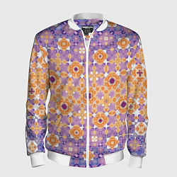Мужской бомбер Узорчатая метаморфоза сиренево-оранжевая