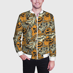 Бомбер мужской Хэллоуин тыквы, цвет: 3D-белый — фото 2