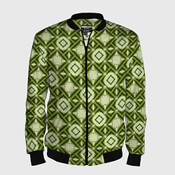Мужской бомбер Текстура из ромбов зеленая