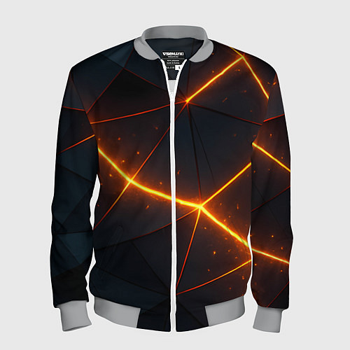 Мужской бомбер Оранжевые геометрические лучи / 3D-Меланж – фото 1
