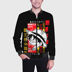 Бомбер мужской Ван Пис Луффи, цвет: 3D-черный — фото 2