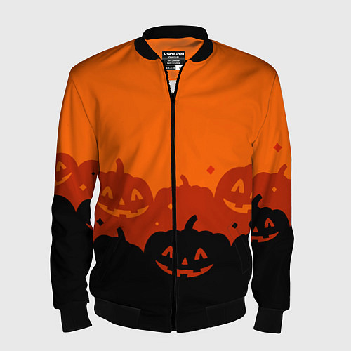 Мужской бомбер Хэллоуин счастливые тыквы / 3D-Черный – фото 1