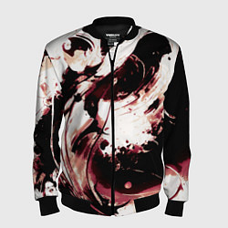 Бомбер мужской Чёрно-красный абстракция волна, цвет: 3D-черный
