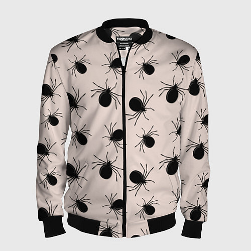Мужской бомбер Паттерн с черными жуками / 3D-Черный – фото 1