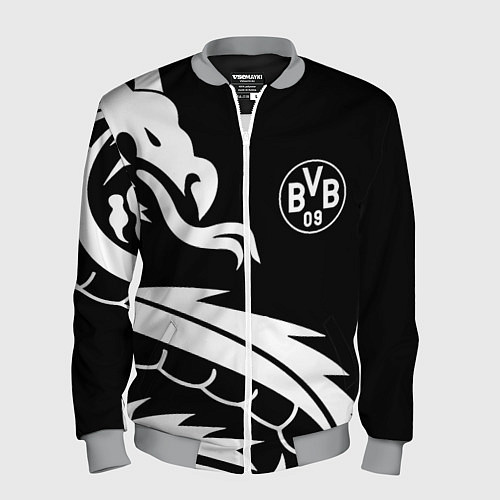 Мужской бомбер Borussia дракон белый / 3D-Меланж – фото 1