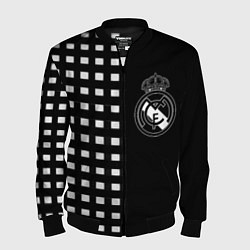 Бомбер мужской Real Madrid клетка, цвет: 3D-черный