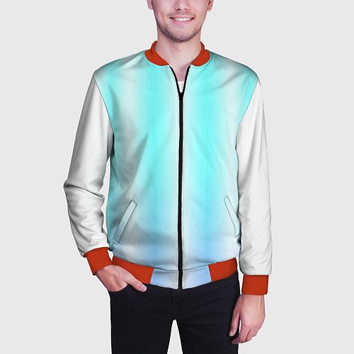 Мужской бомбер Neon white blue lines / 3D-Красный – фото 3