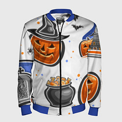 Бомбер мужской Дух хэллоуина, цвет: 3D-синий