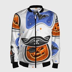 Бомбер мужской Радостный хэллоуин, цвет: 3D-черный