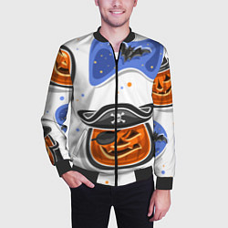 Бомбер мужской Радостный хэллоуин, цвет: 3D-черный — фото 2