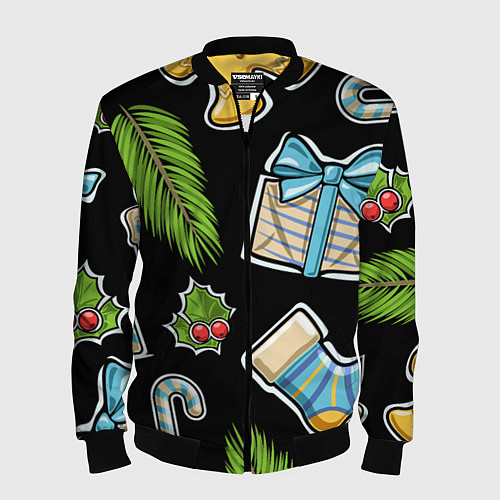 Мужской бомбер Christmas soul / 3D-Черный – фото 1