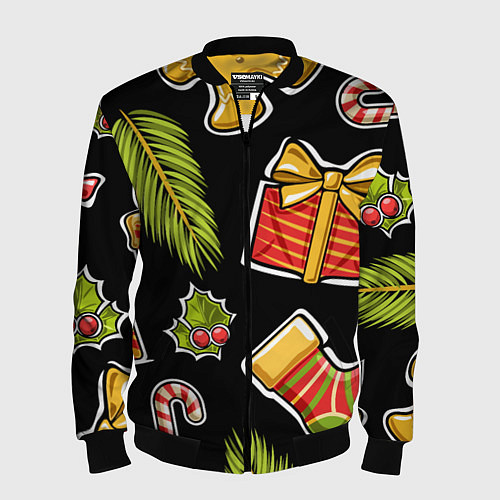 Мужской бомбер Рождественский вайб / 3D-Черный – фото 1