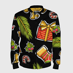 Бомбер мужской Рождественский вайб, цвет: 3D-черный