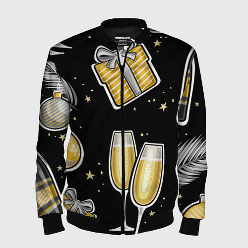Мужской бомбер Новогодний вайб / 3D-Черный – фото 1