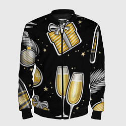 Бомбер мужской Новогодний вайб, цвет: 3D-черный