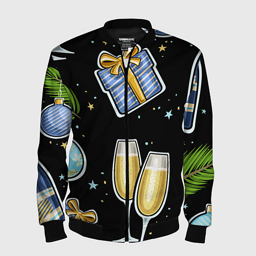 Мужской бомбер Новогодний вайб / 3D-Черный – фото 1