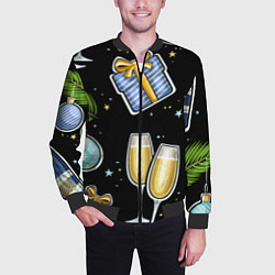 Бомбер мужской Новогодний вайб, цвет: 3D-черный — фото 2
