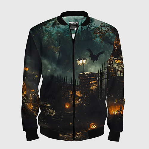 Мужской бомбер Ночь тыкв и теней / 3D-Черный – фото 1