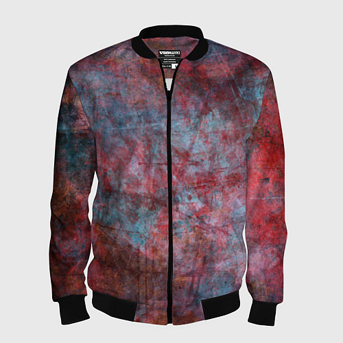 Мужской бомбер Абстракция - red rust on blue / 3D-Черный – фото 1
