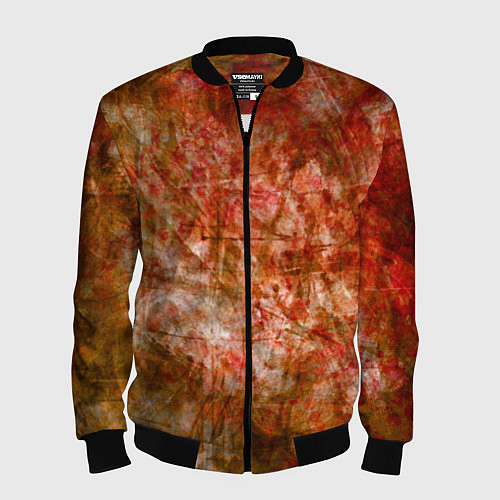 Мужской бомбер Абстракция - bright red / 3D-Черный – фото 1