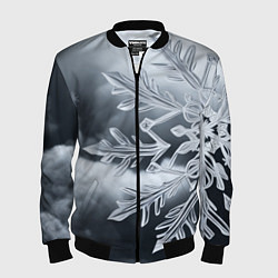 Бомбер мужской Снежинка на черно белое, цвет: 3D-черный