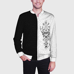 Бомбер мужской Вегвизир и став бессмертия в рунах, цвет: 3D-белый — фото 2