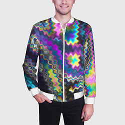 Бомбер мужской Абстракция переливы, цвет: 3D-белый — фото 2
